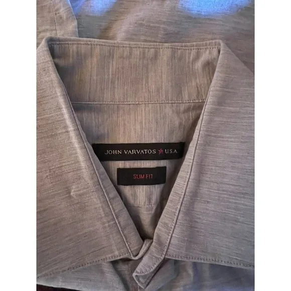 JOHN VARVATOS Sz 16x32-33 MENS Dress Shirt Gray Lightweight Cotton Button - Picture 9 of 12